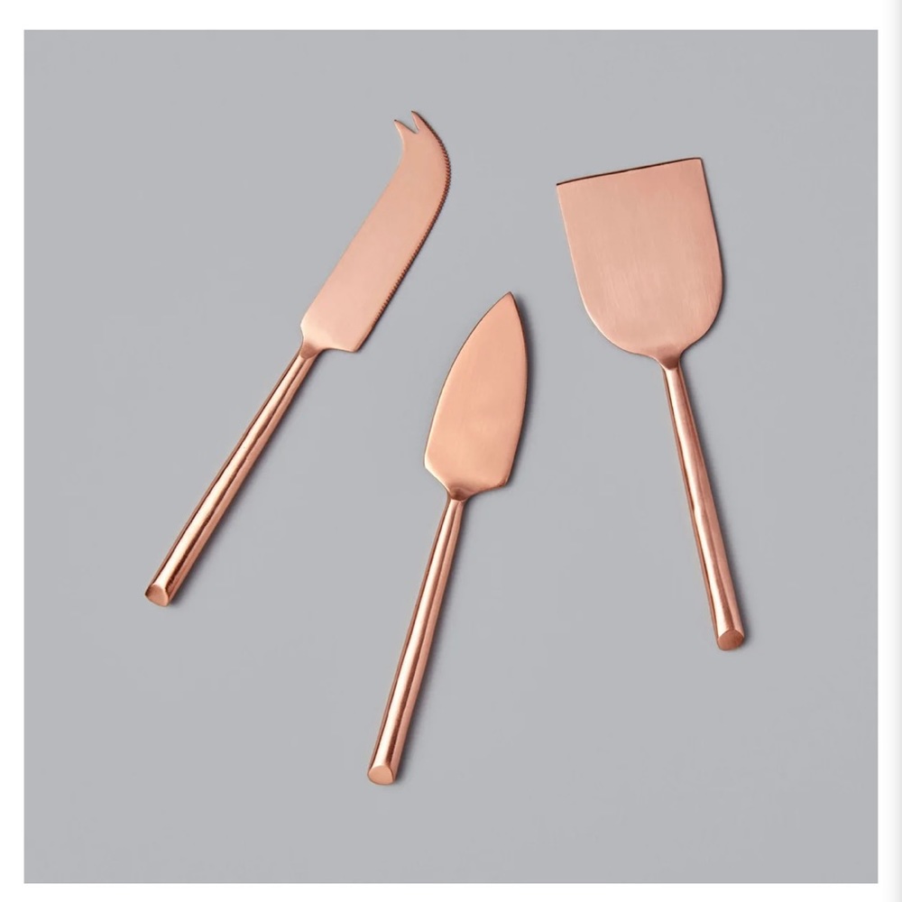 NIB Be Home Copper Cheese Knife Set - Crafted in India by Artisans